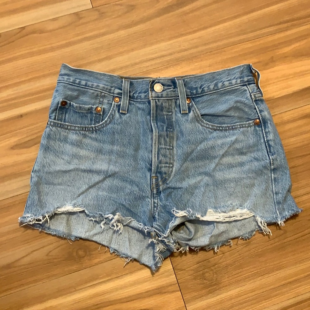 Levi’s 501 High Waisted Light Washed Denim Shorts